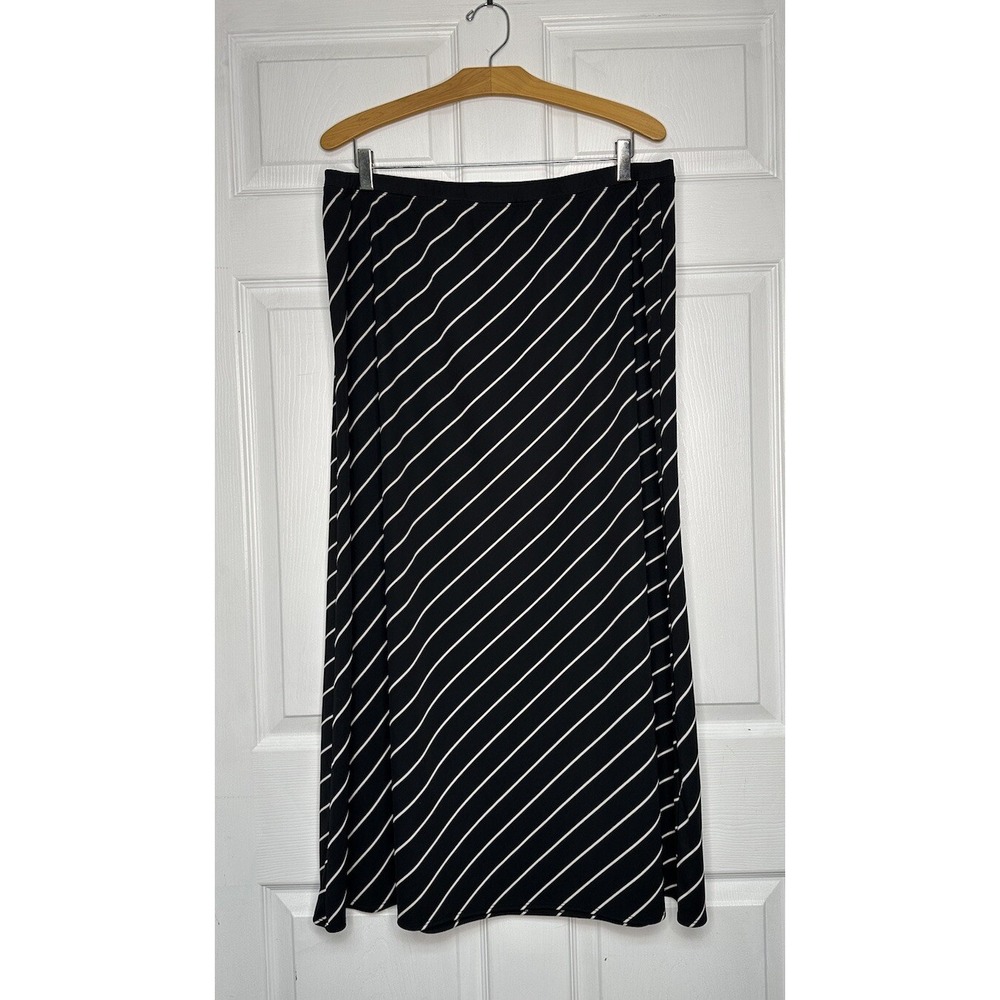 Casual Corner Annex 1X Skirt Long Black & White Stripe Maxi Minimalist Corpcore
